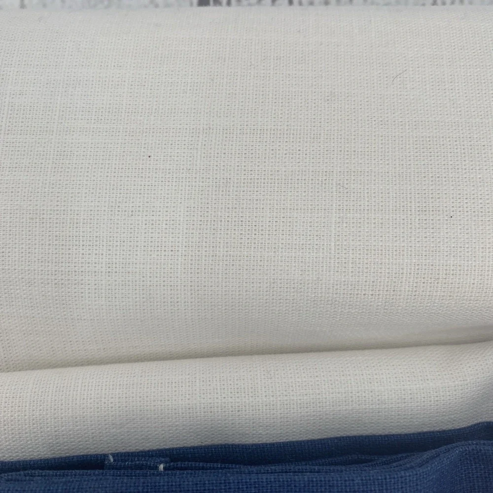 Liz Claiborne Shower Curtain White Navy Blue Logo Stripe Geometric 100% Cotton